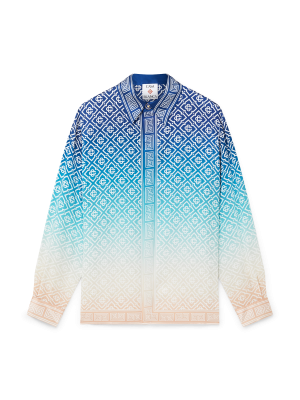 Jacquard Gradient Silk Long Sleeve Shirt