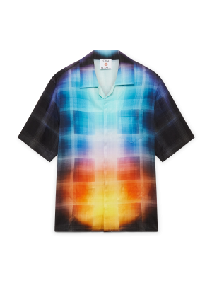 Gradient Check Viscose Blend Short Sleeve Shirt