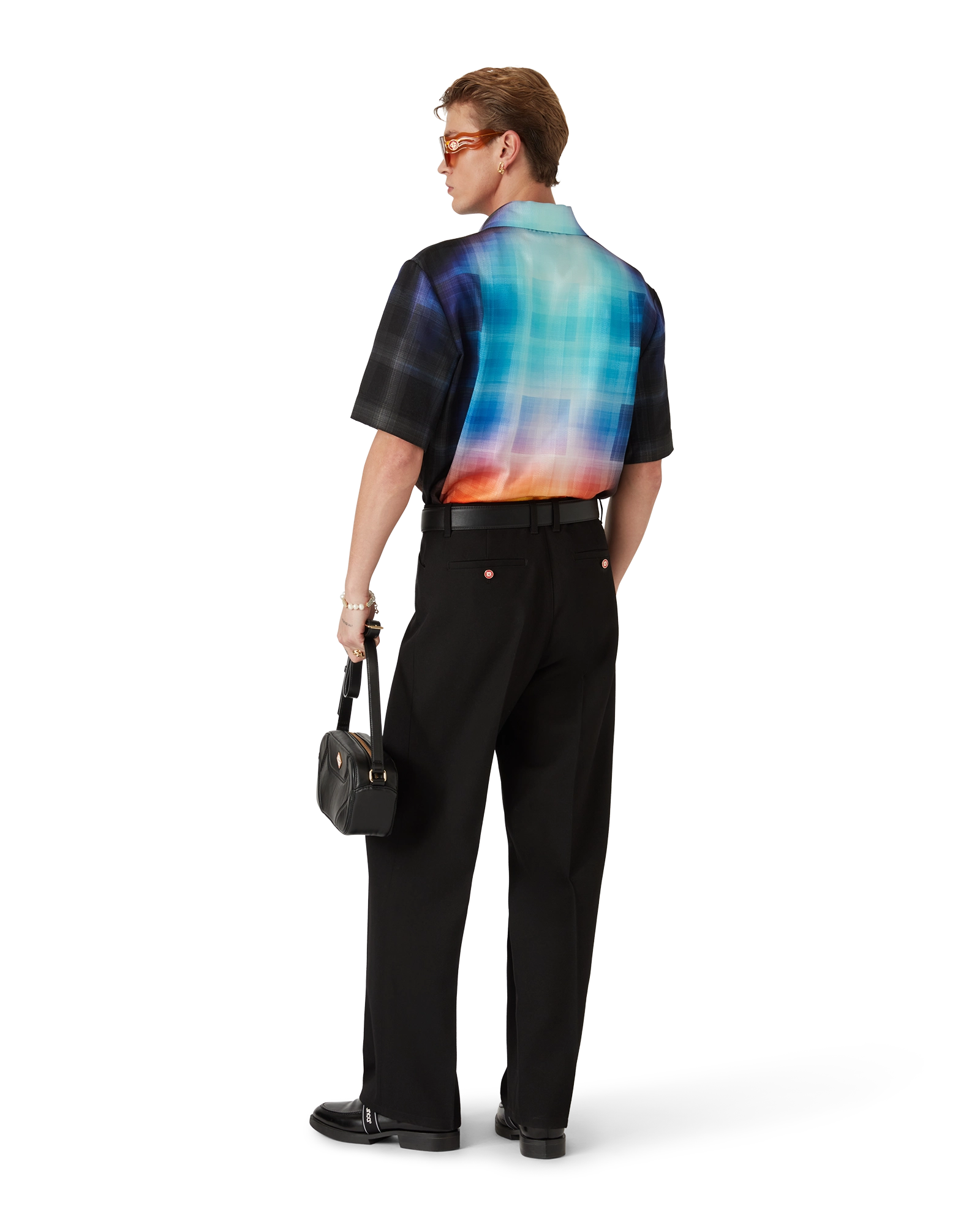 Gradient Check Viscose Blend Short Sleeve Shirt - 图片 7