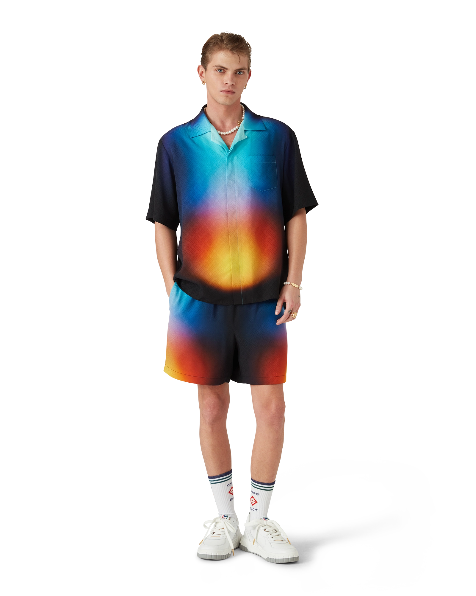 Gradient Silk Short Sleeve Shirt - 图片 6