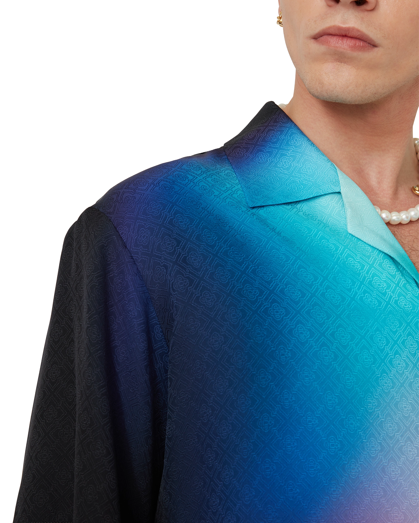 Gradient Silk Short Sleeve Shirt - 图片 9