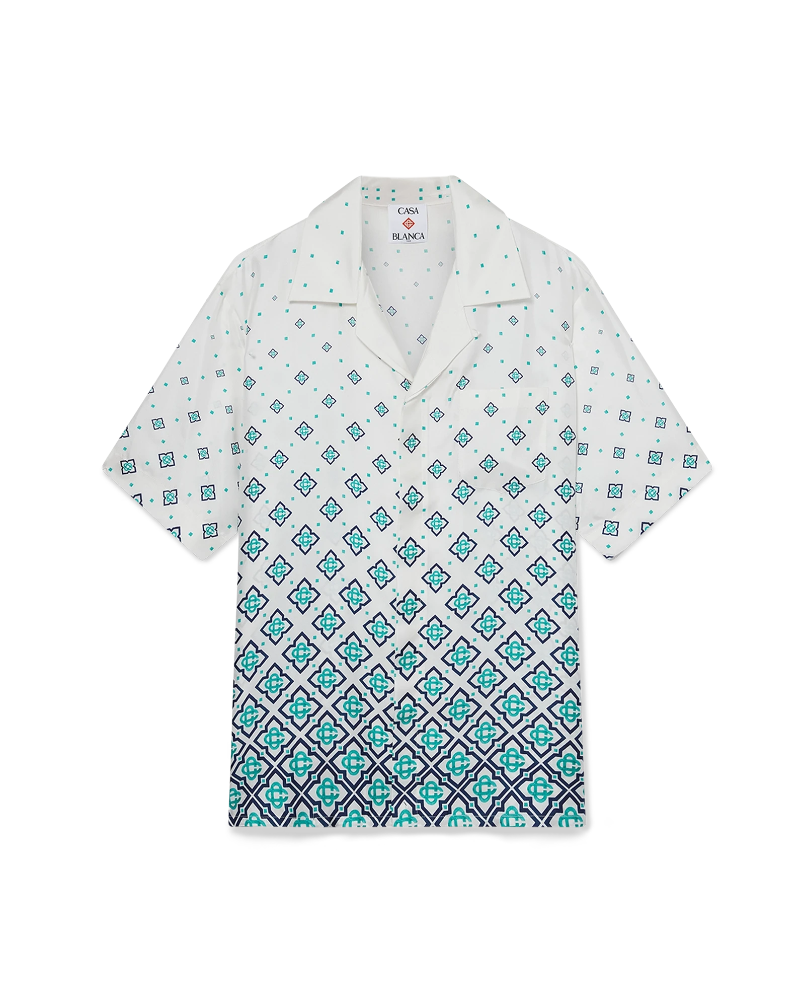 Gradient Monogram Short-Sleeve Silk Shirt