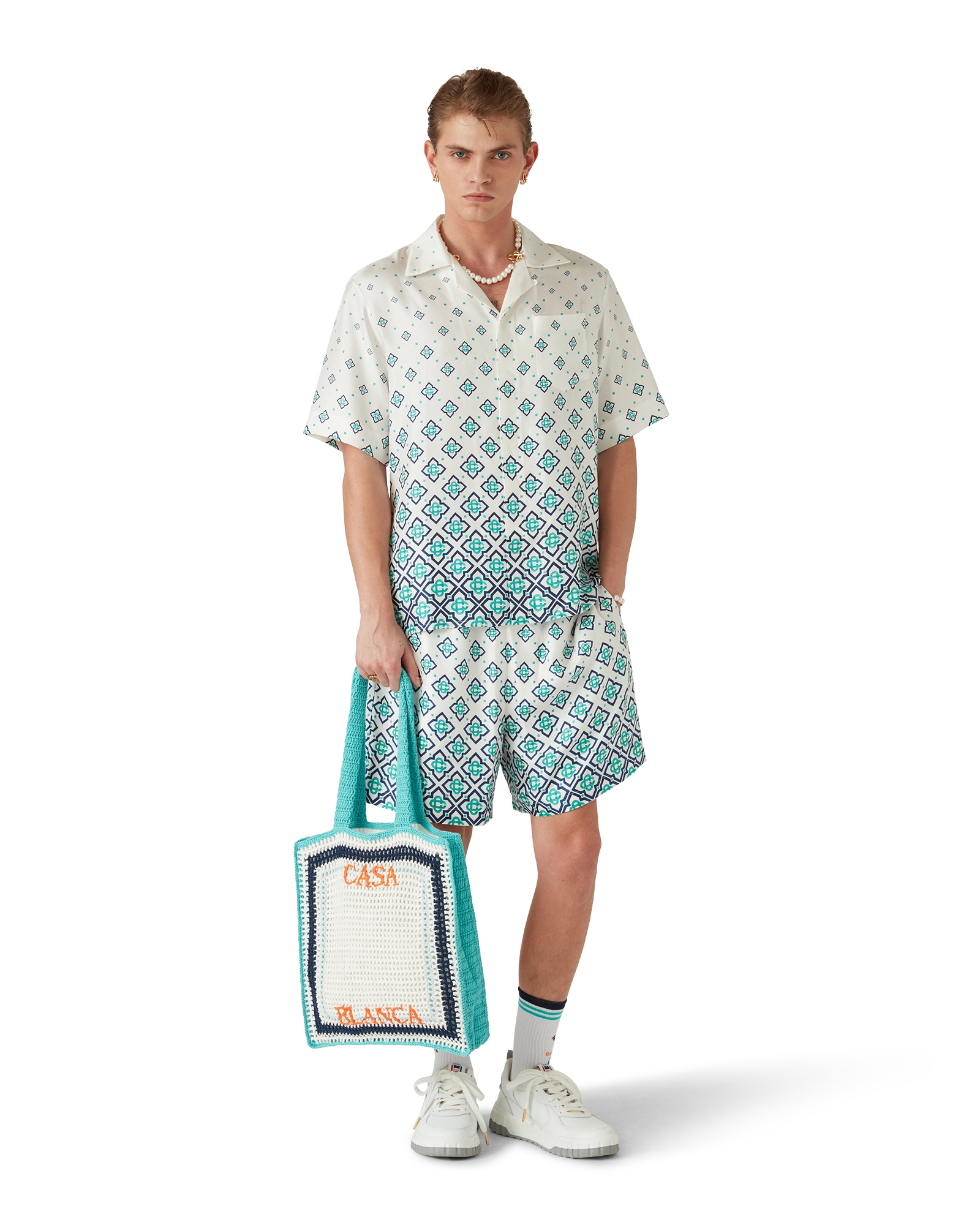 Gradient Monogram Short-Sleeve Silk Shirt - 图片 7