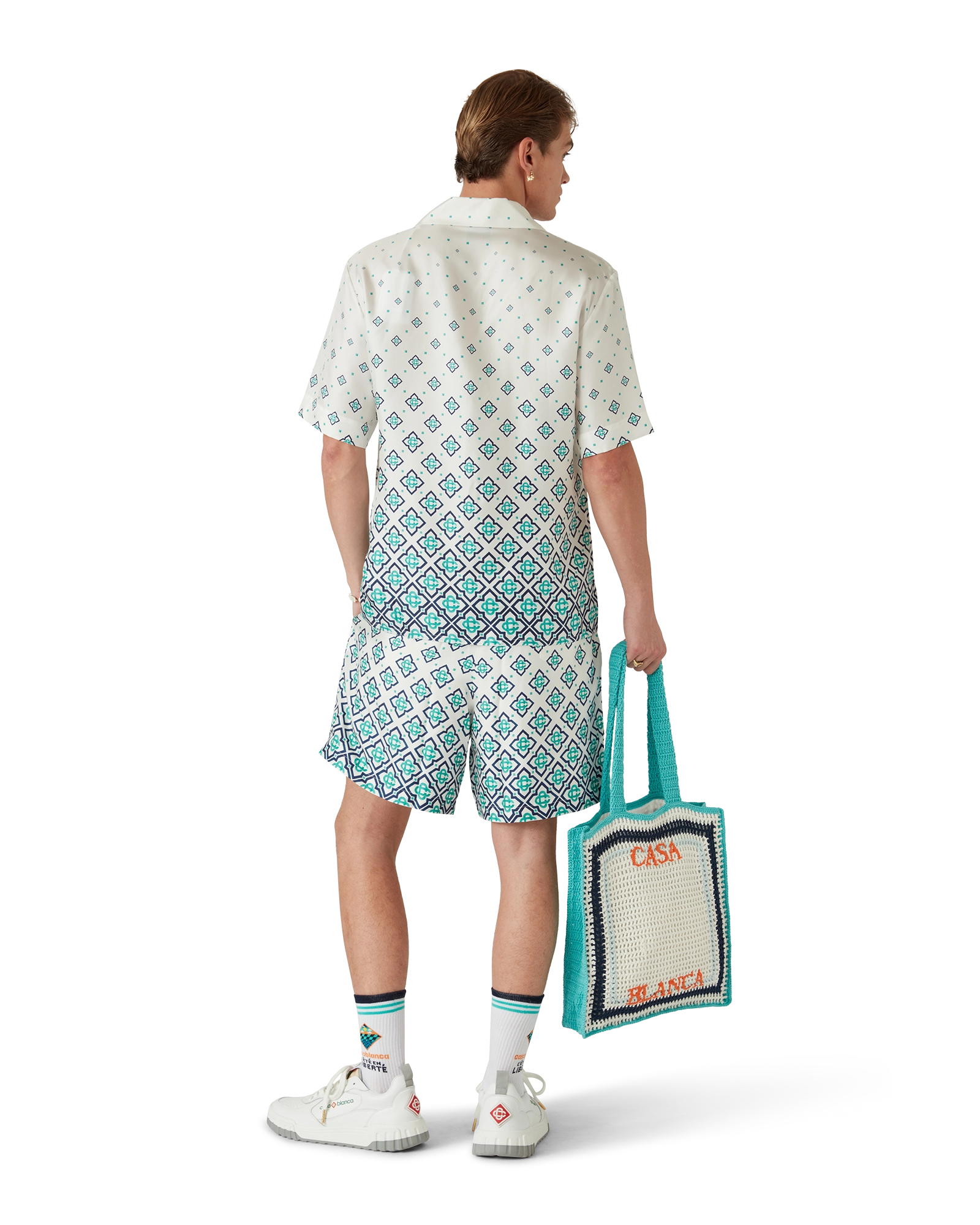 Gradient Monogram Short-Sleeve Silk Shirt - 图片 6