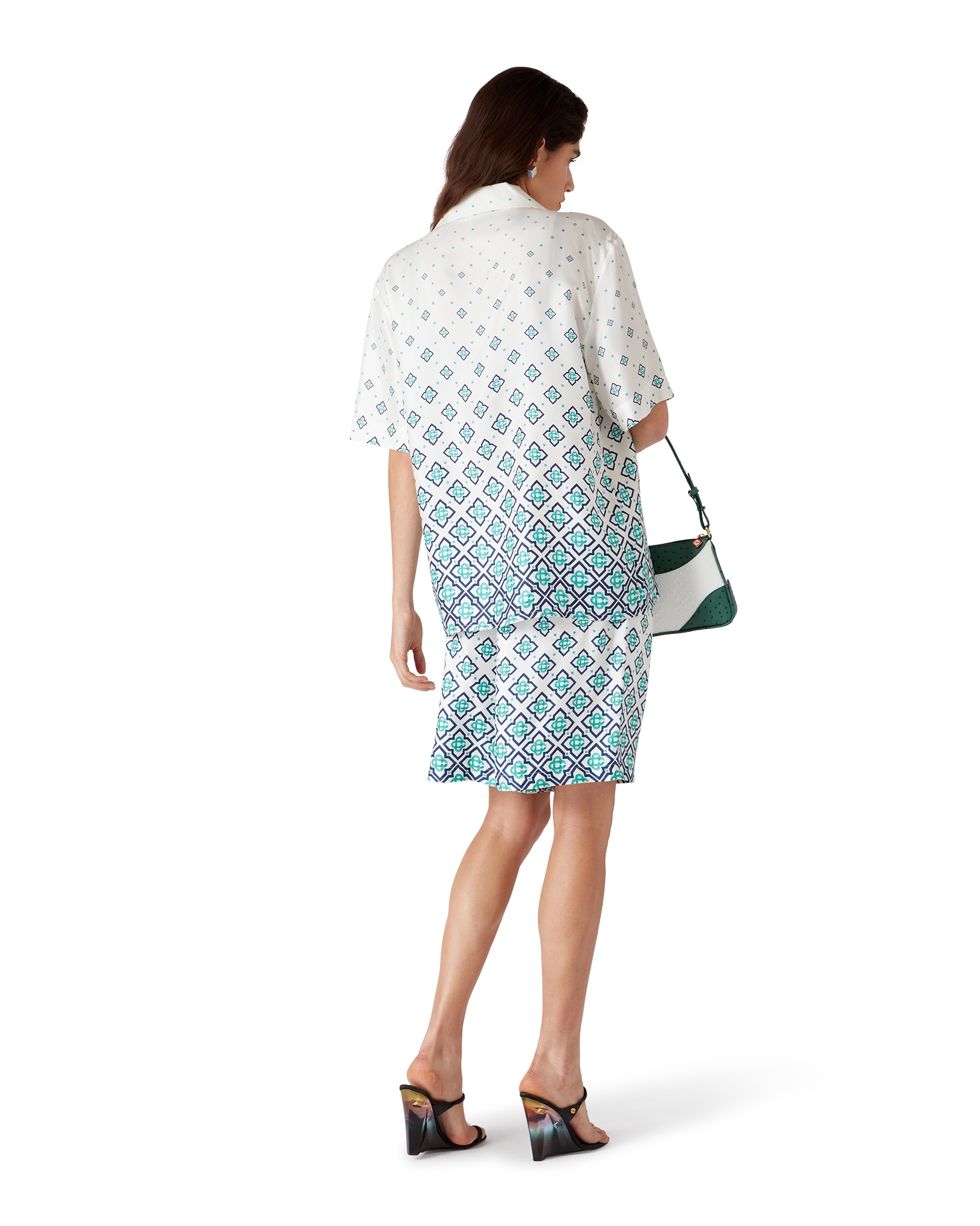 Gradient Monogram Short-Sleeve Silk Shirt - 图片 3