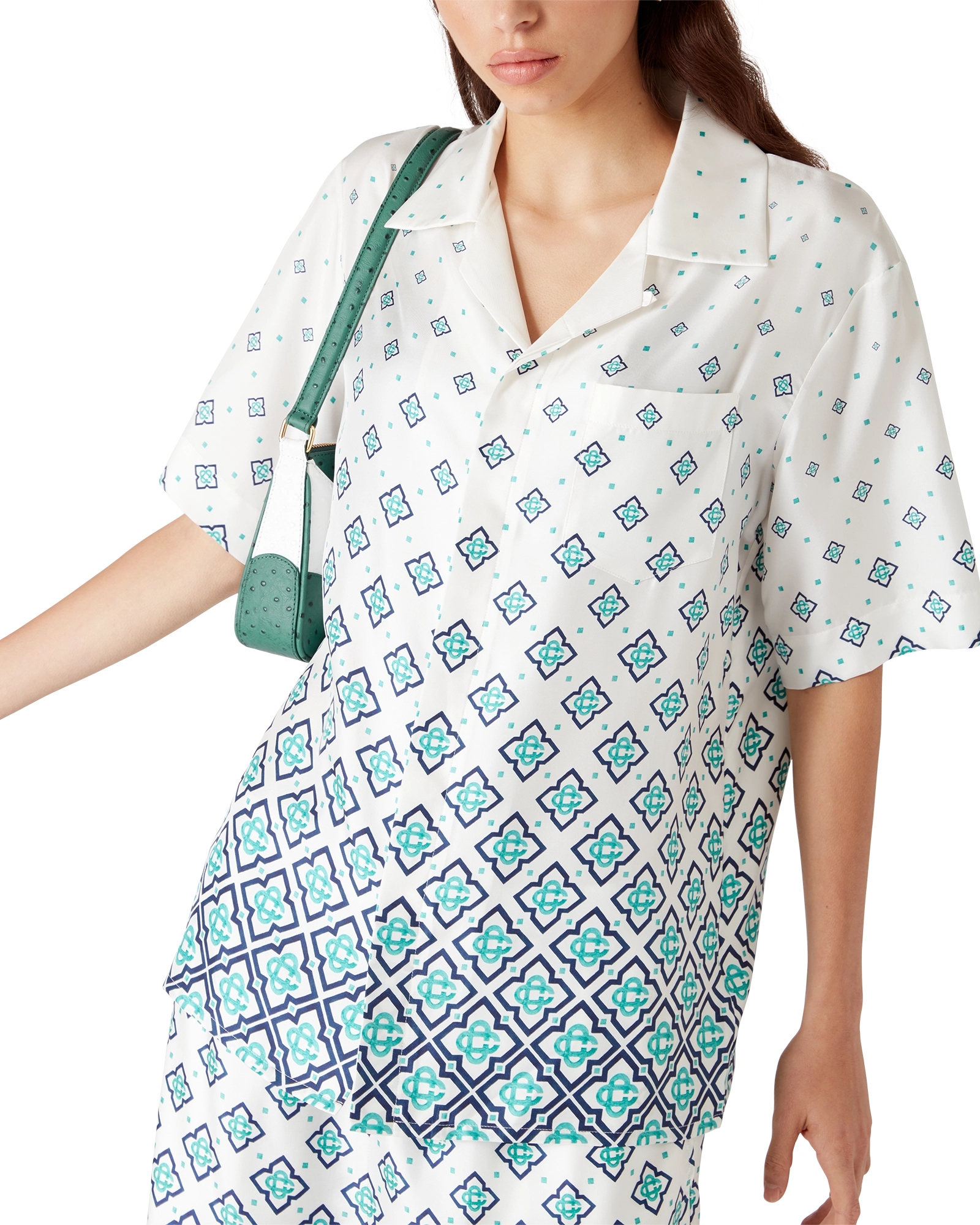 Gradient Monogram Short-Sleeve Silk Shirt - 图片 4