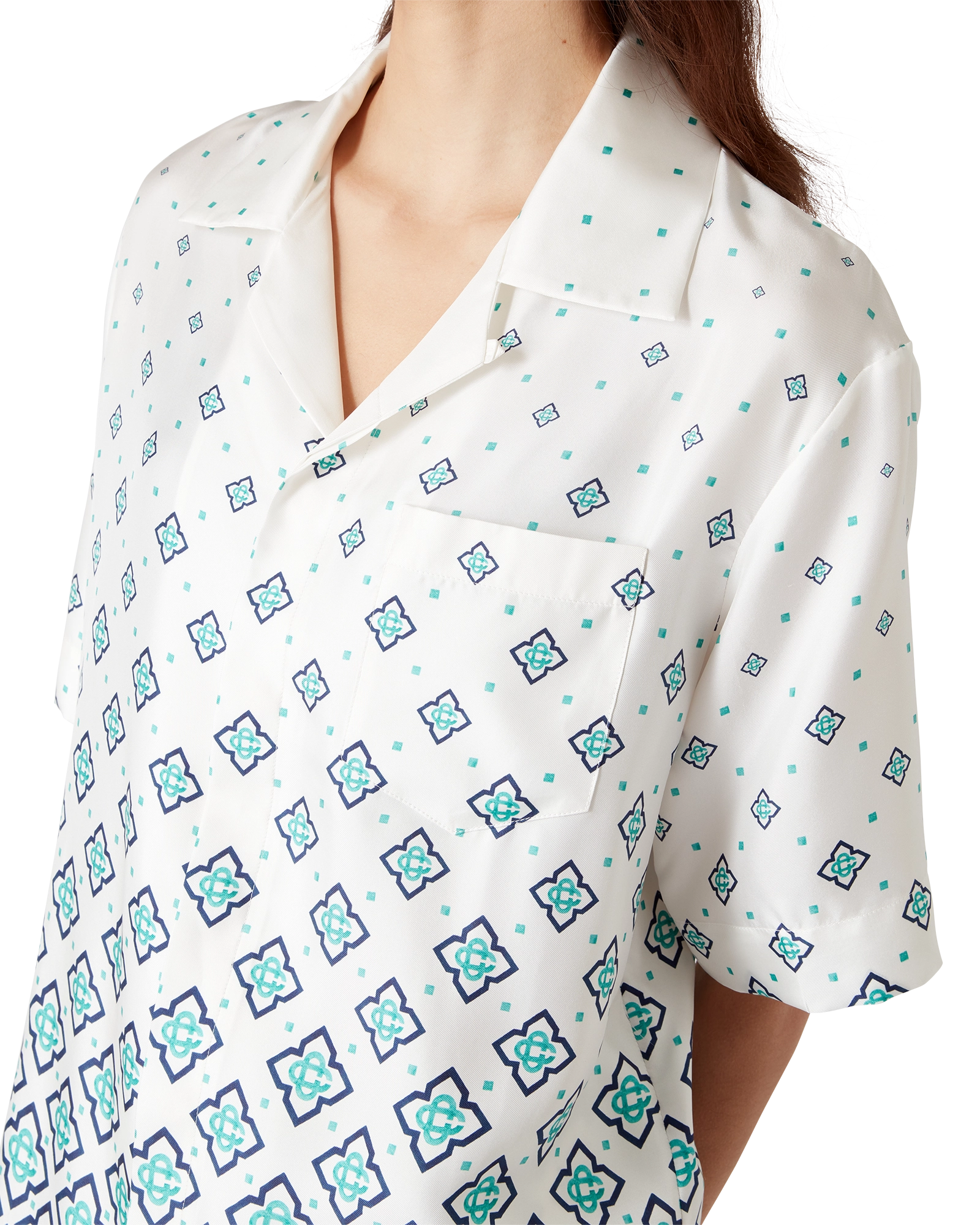 Gradient Monogram Short-Sleeve Silk Shirt - 图片 5