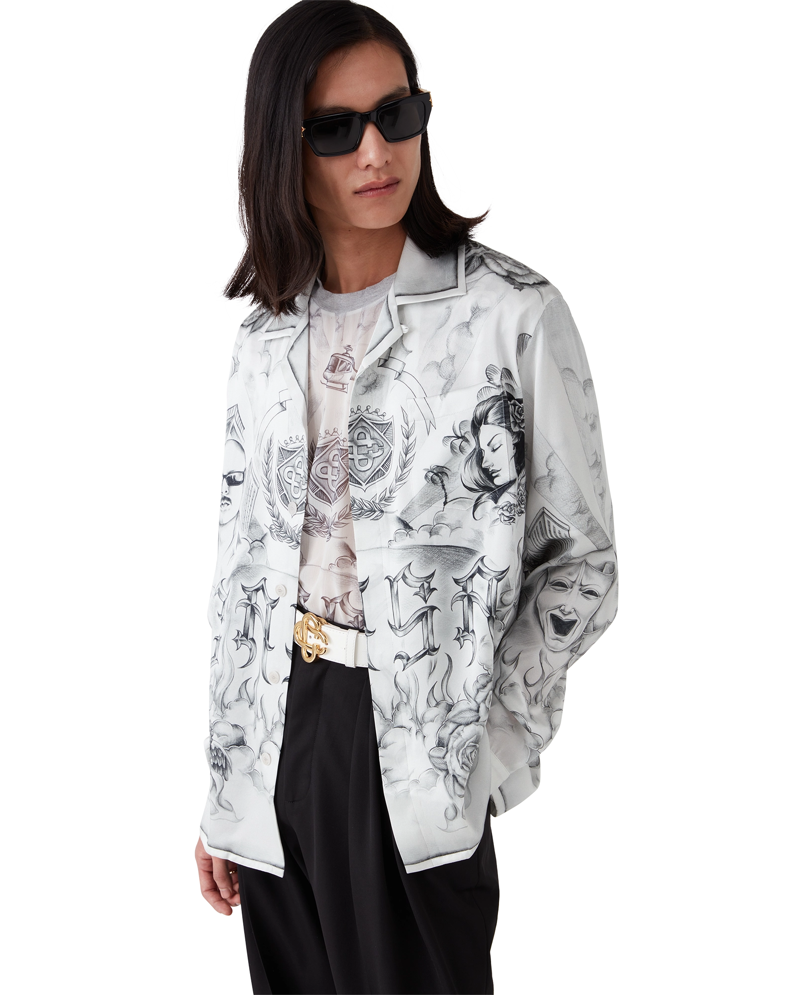 Tattoo Long Sleeve Silk Shirt - 图片 8