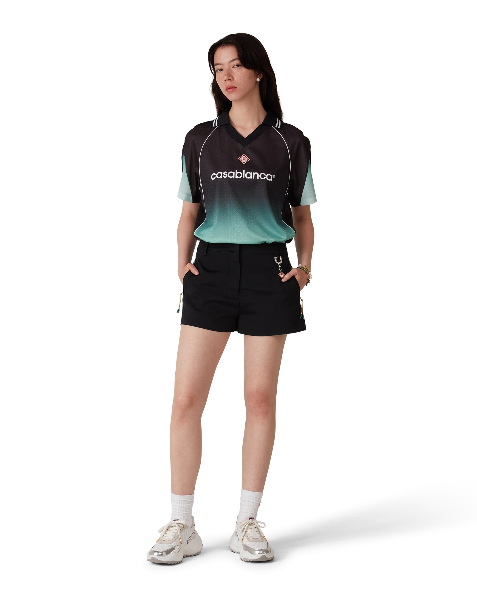 Gradient Monogram Jacquard Football Short Sleeve Shirt - 图片 2