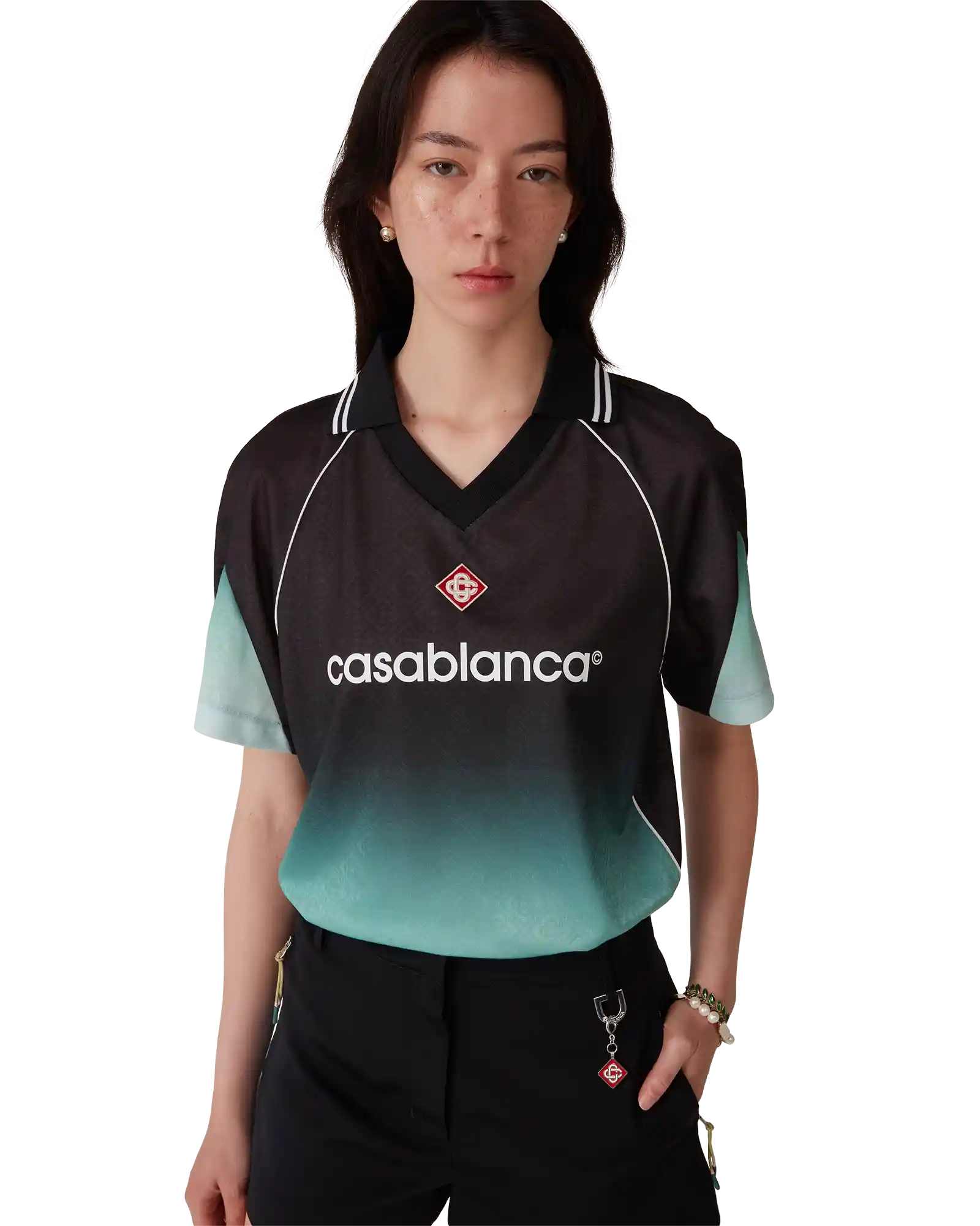 Gradient Monogram Jacquard Football Short Sleeve Shirt - 图片 4