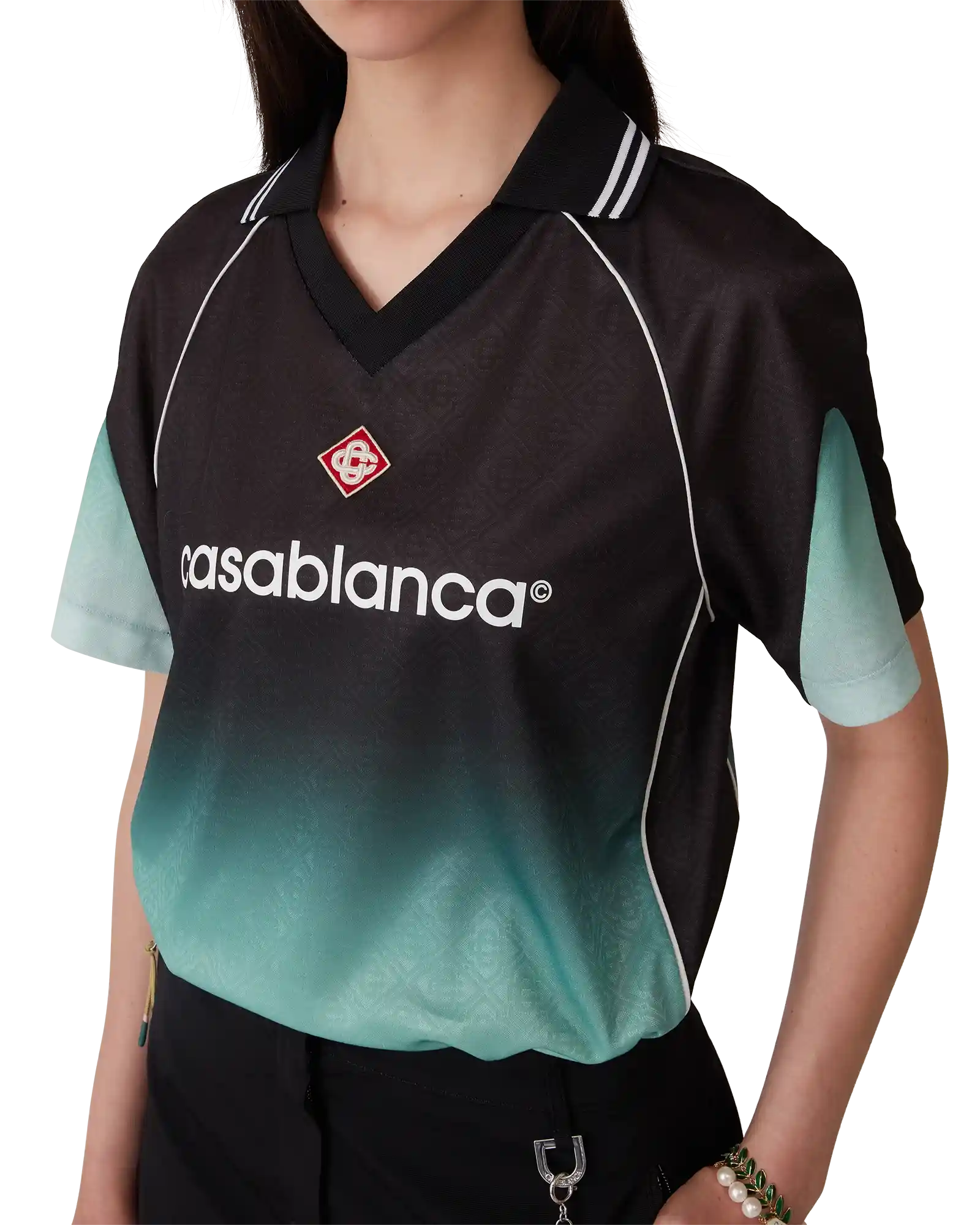 Gradient Monogram Jacquard Football Short Sleeve Shirt - 图片 5