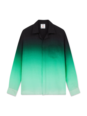 Gradient Ping Pong Jacquard Long Sleeve Silk Shirt