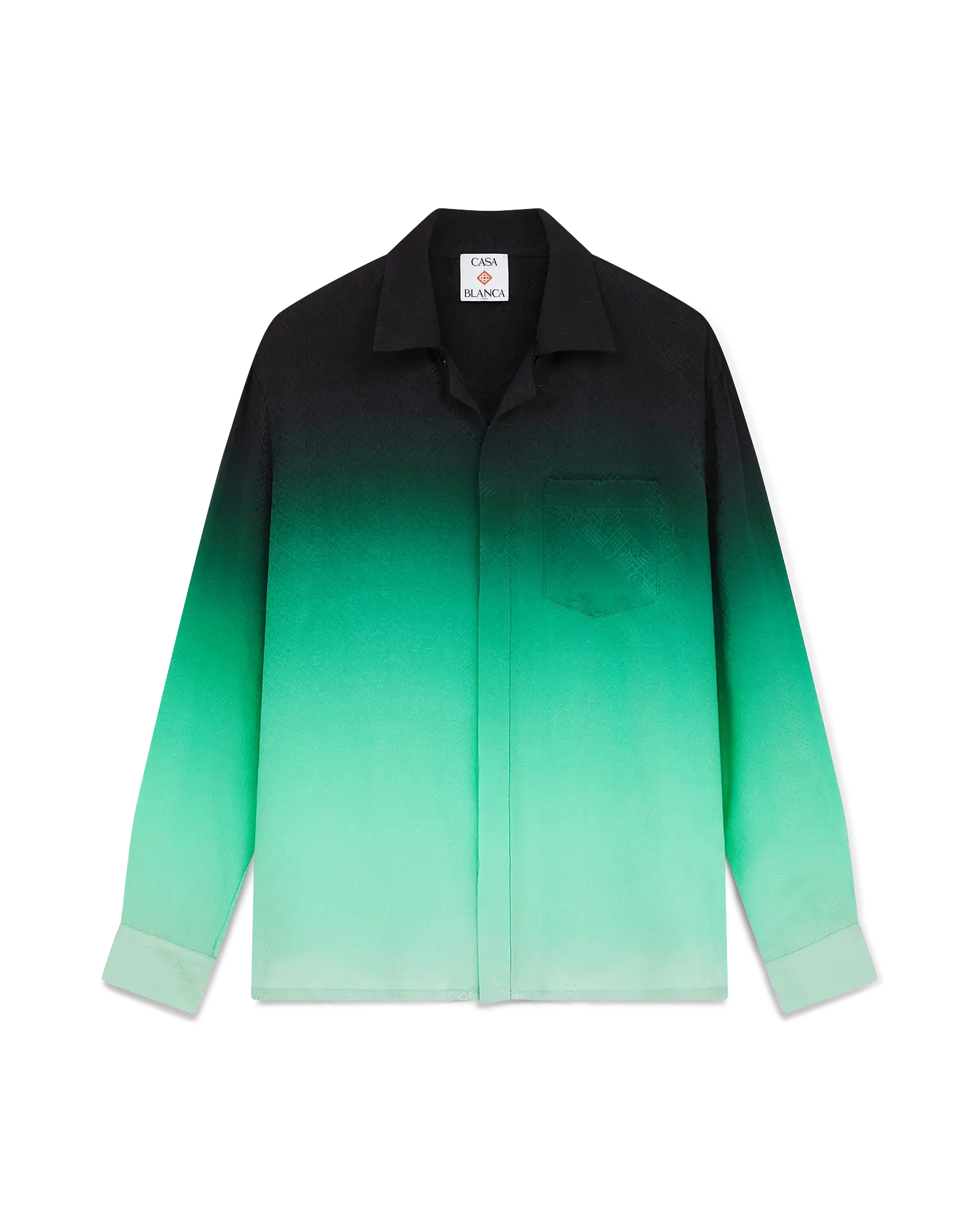 Gradient Ping Pong Jacquard Long Sleeve Silk Shirt