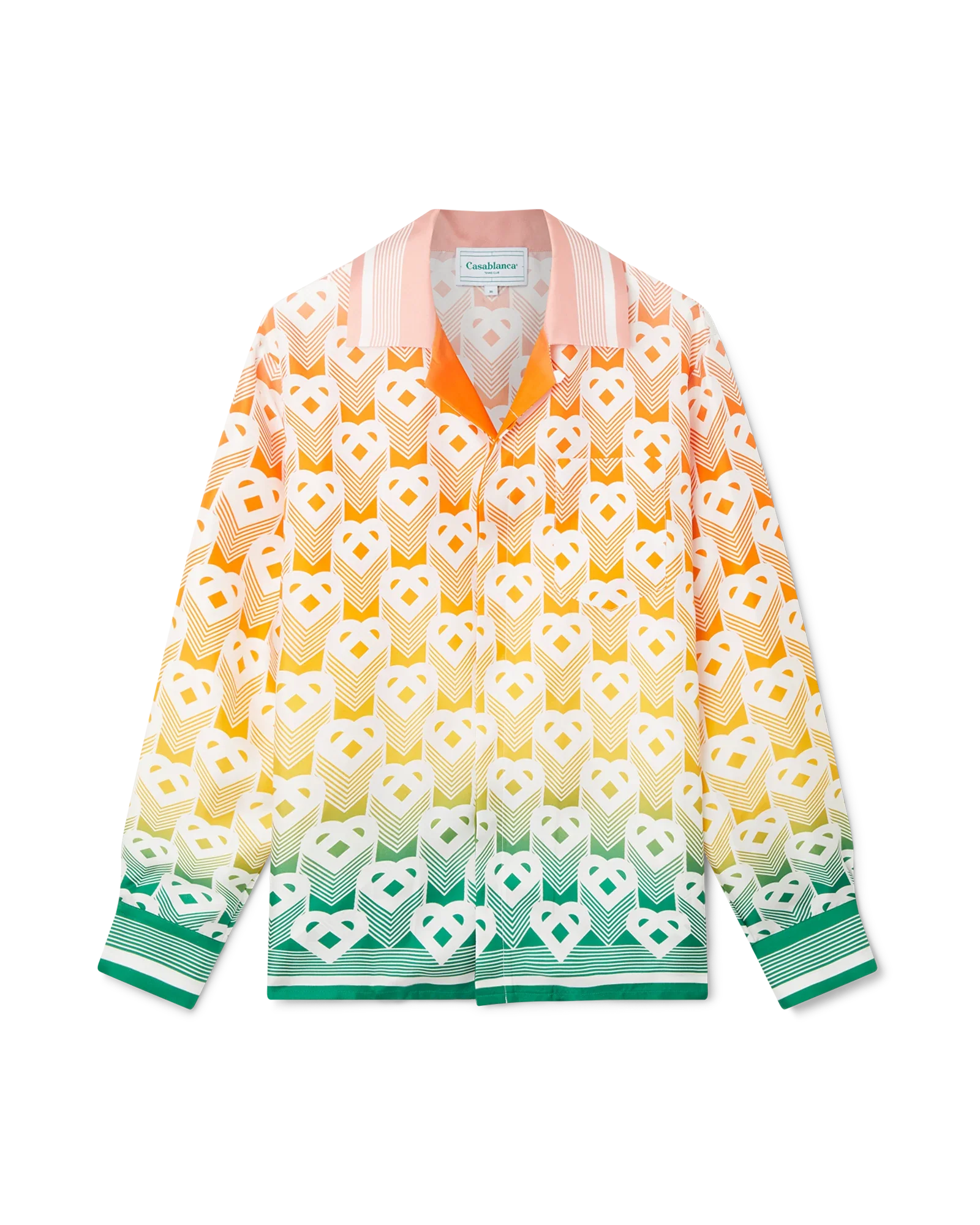 Gradient Heart Monogram Long Sleeve Silk Shirt