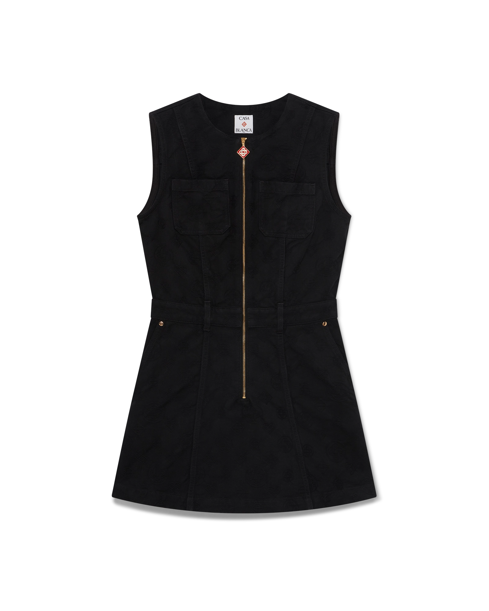 Denim Monogram Zip Dress