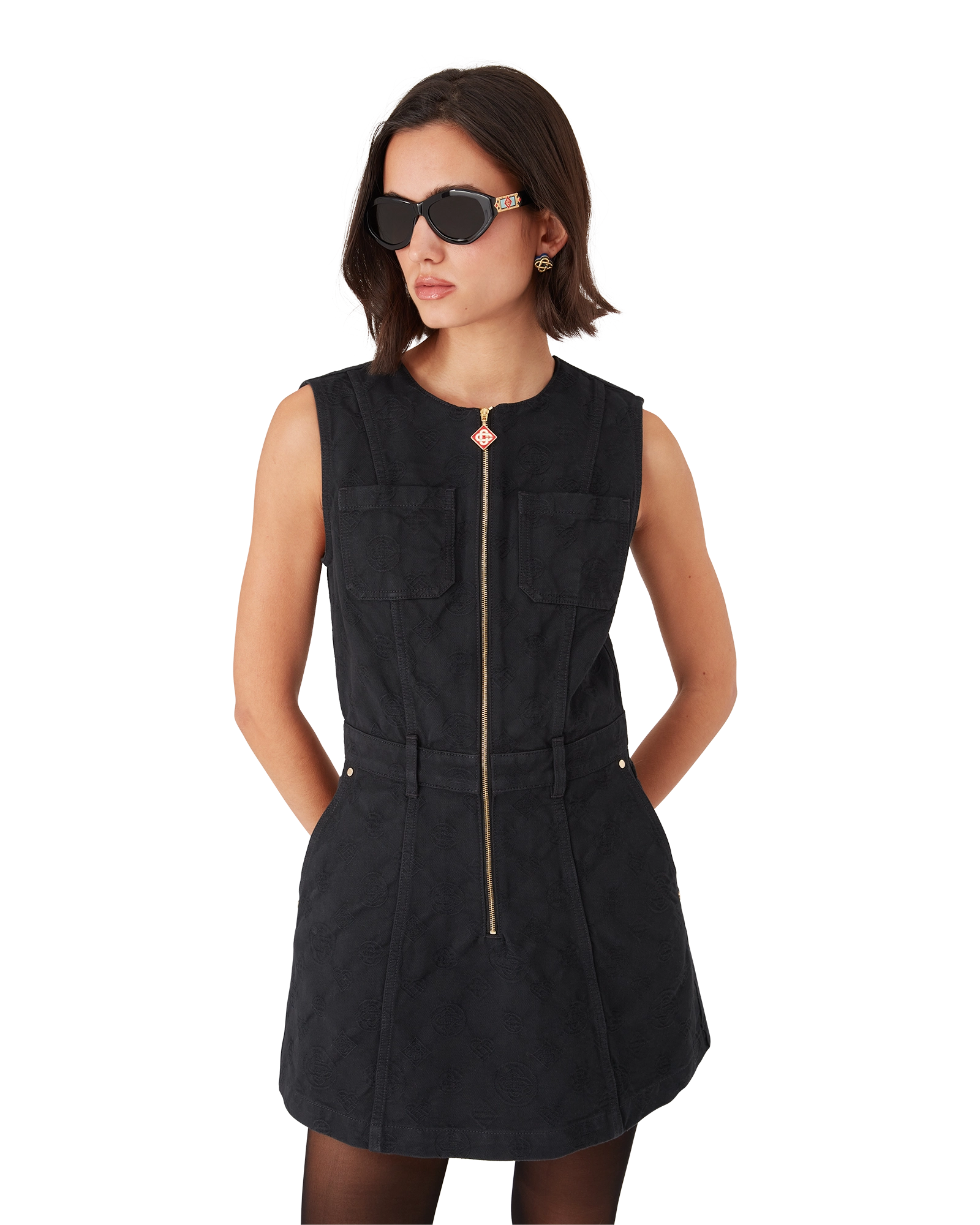 Denim Monogram Zip Dress - 图片 2