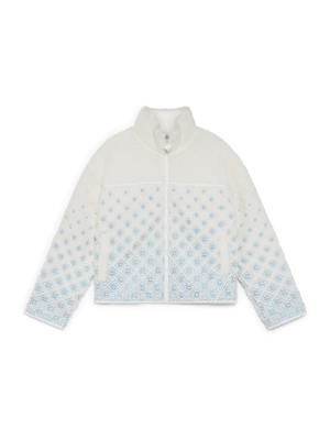 Embroidered Gradient Monogram Cropped Fleece Jacket