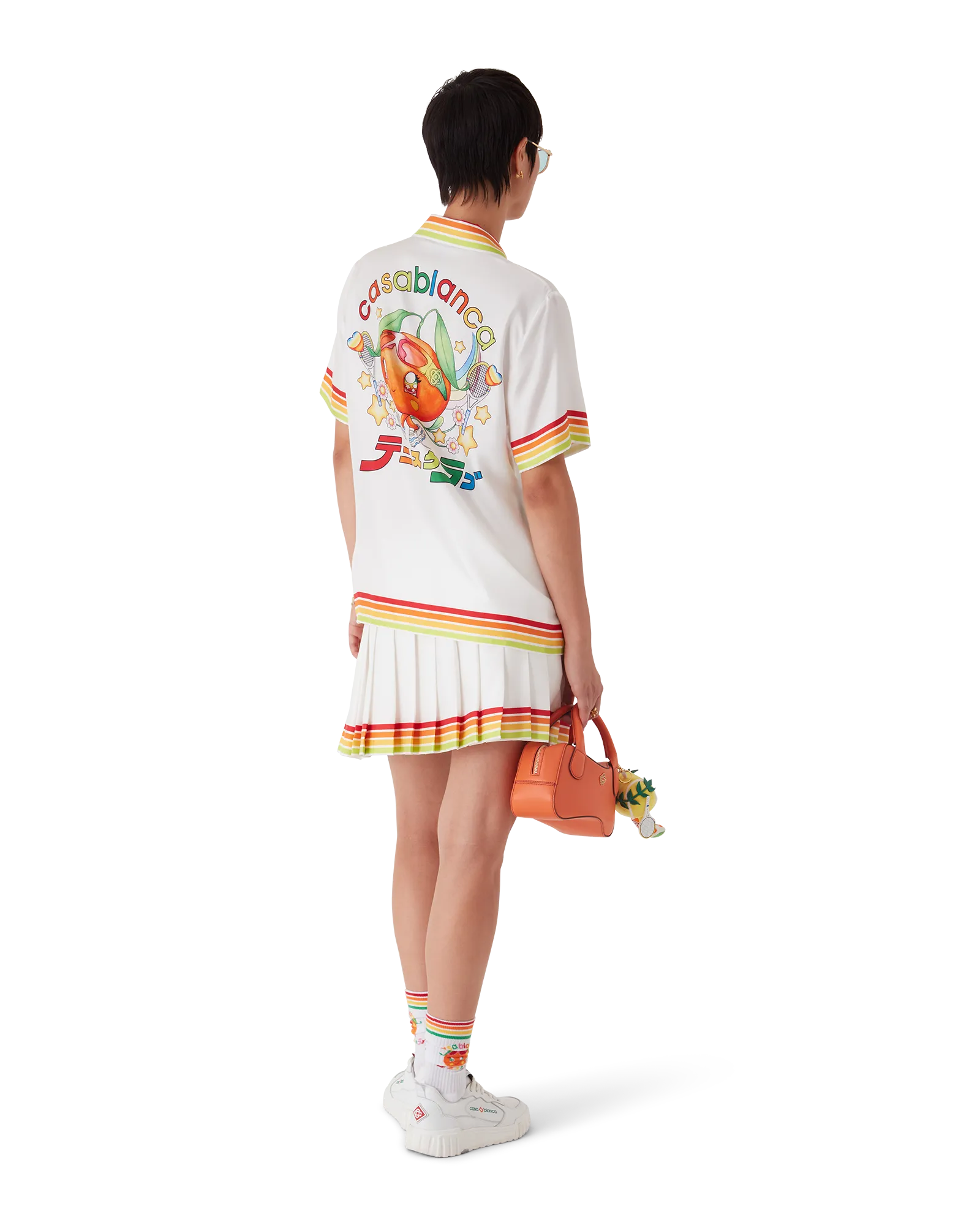 Orange Mascot Pleated Silk Twill Skirt - 图片 3
