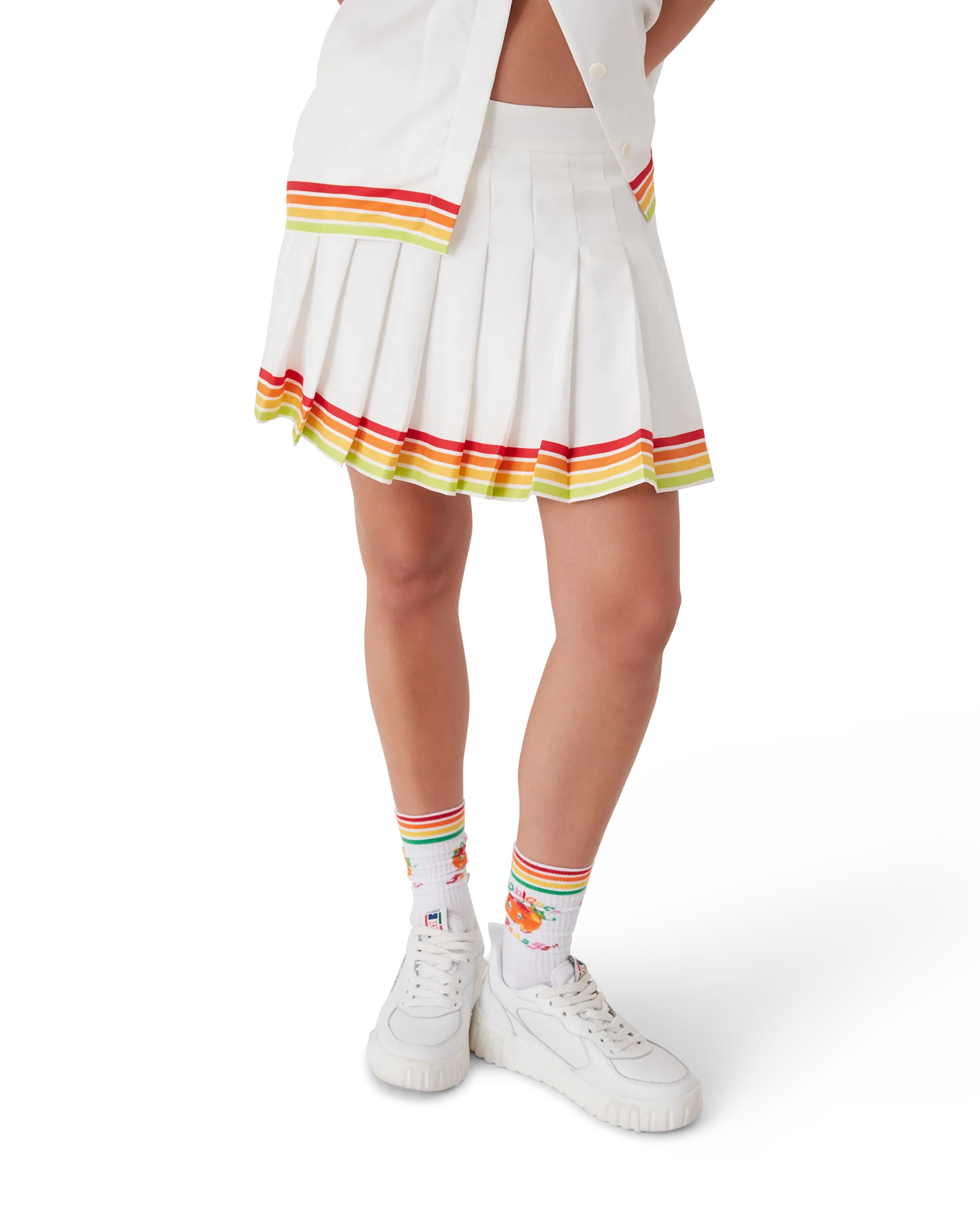 Orange Mascot Pleated Silk Twill Skirt - 图片 4