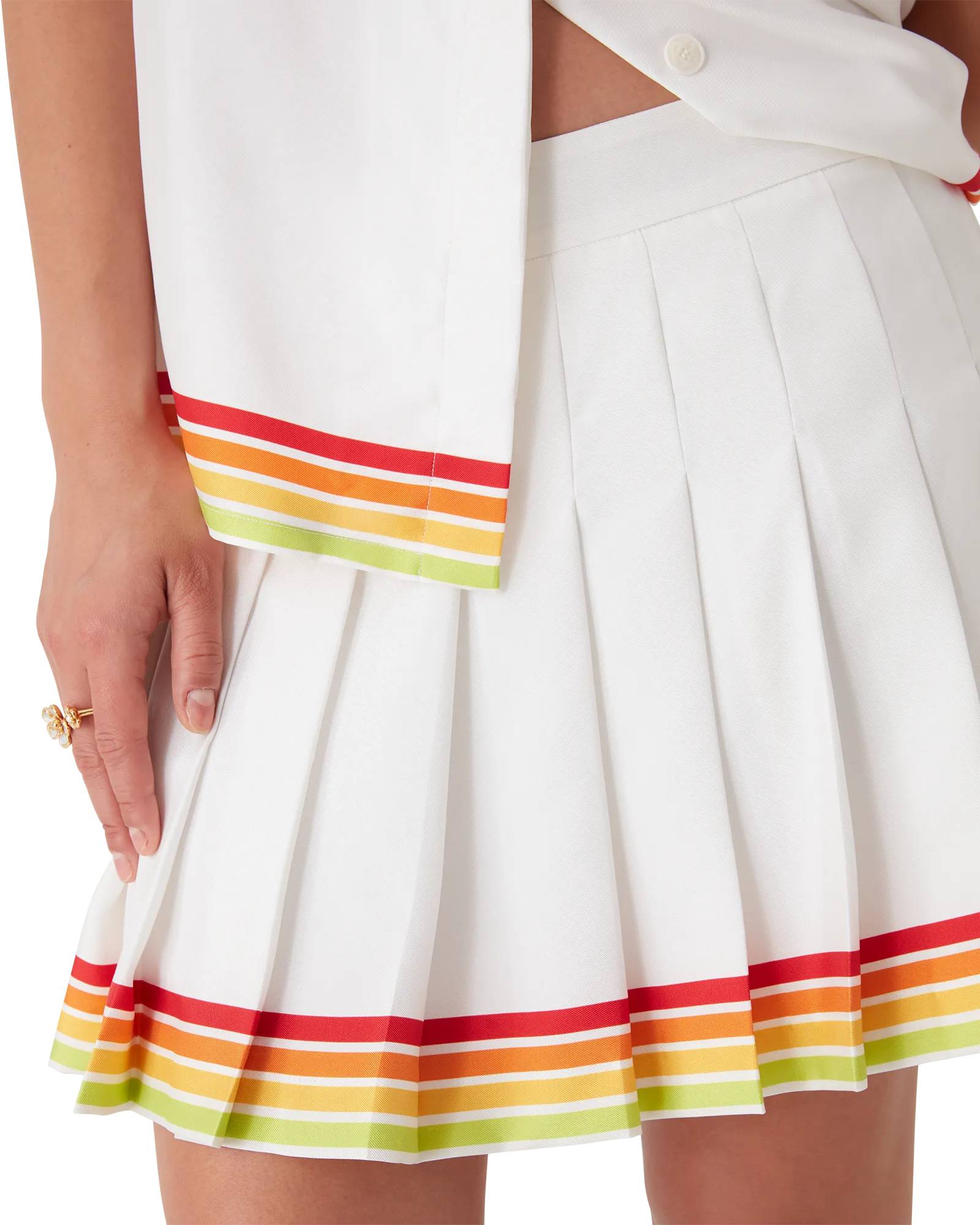 Orange Mascot Pleated Silk Twill Skirt - 图片 5