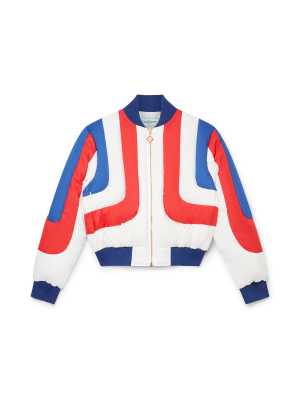 Curve Panel Puffer Bomber Jacket