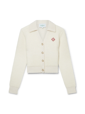 Cropped Waffle Knit Cardigan