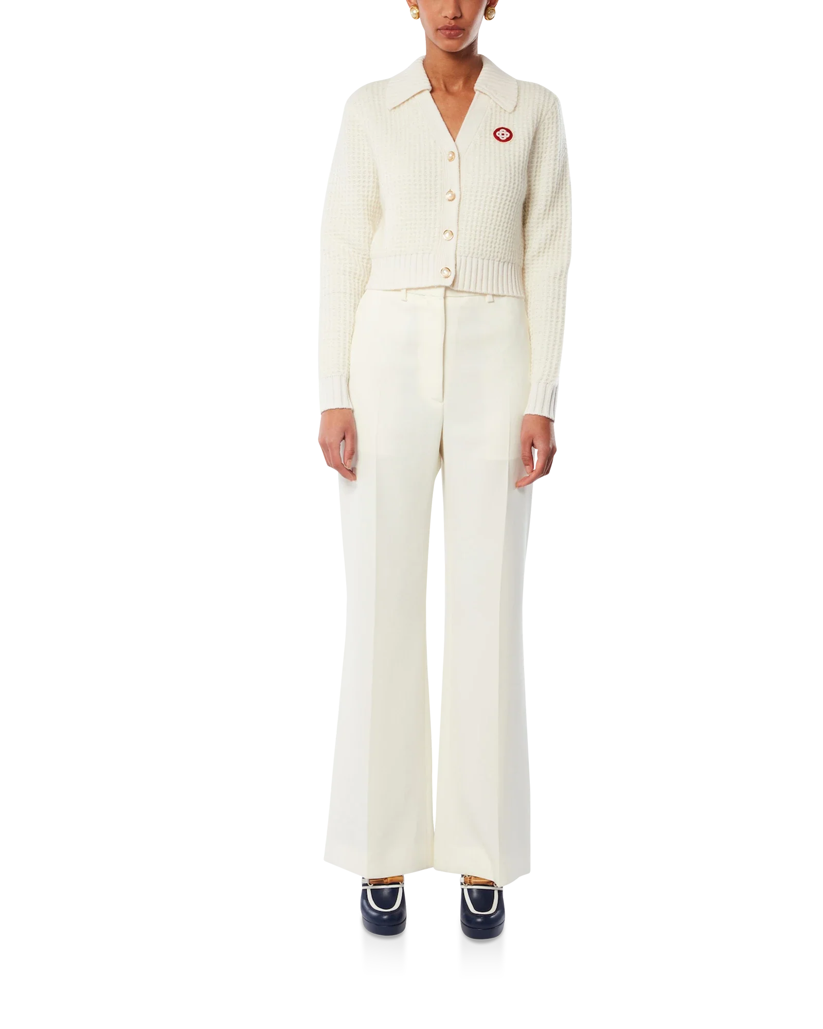 Cropped Waffle Knit Cardigan - Image 2