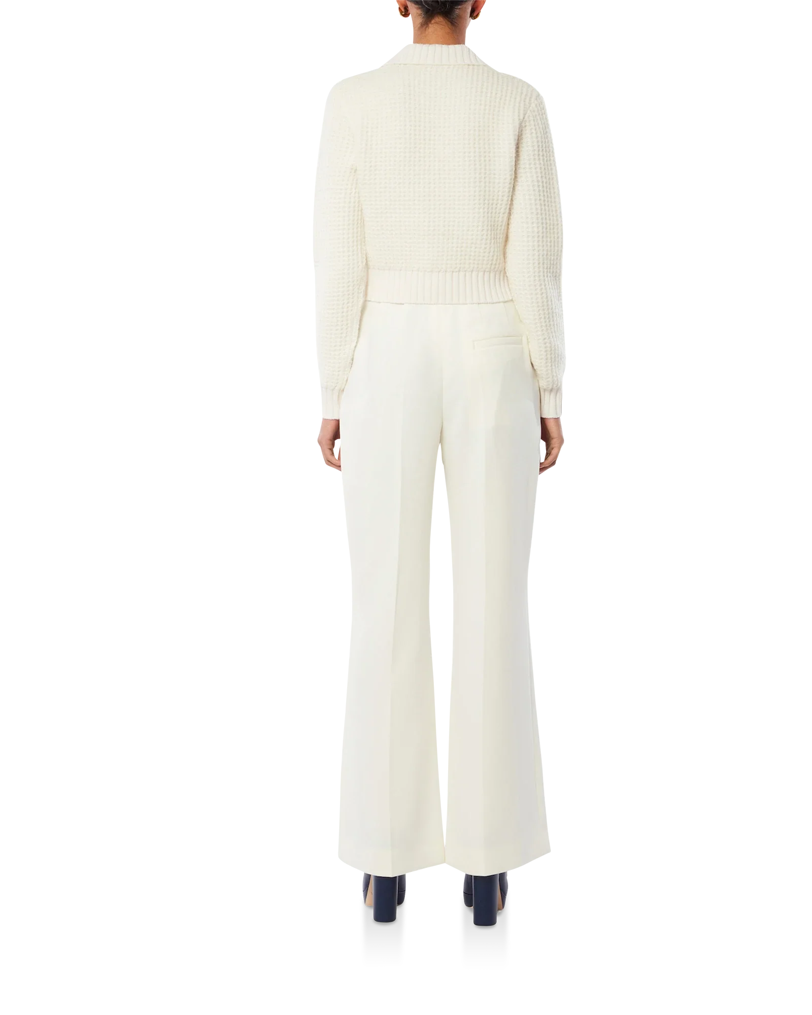 Cropped Waffle Knit Cardigan - Image 3