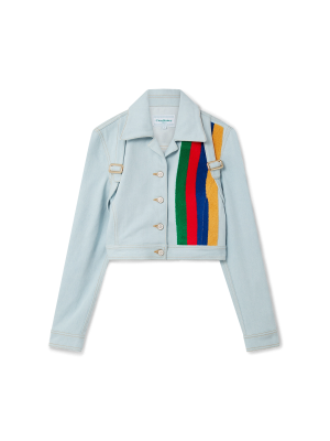 Rainbow Cropped Denim Jacket