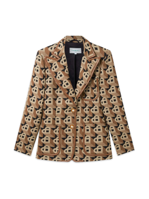 Heart Jacquard Single Breasted Jacket