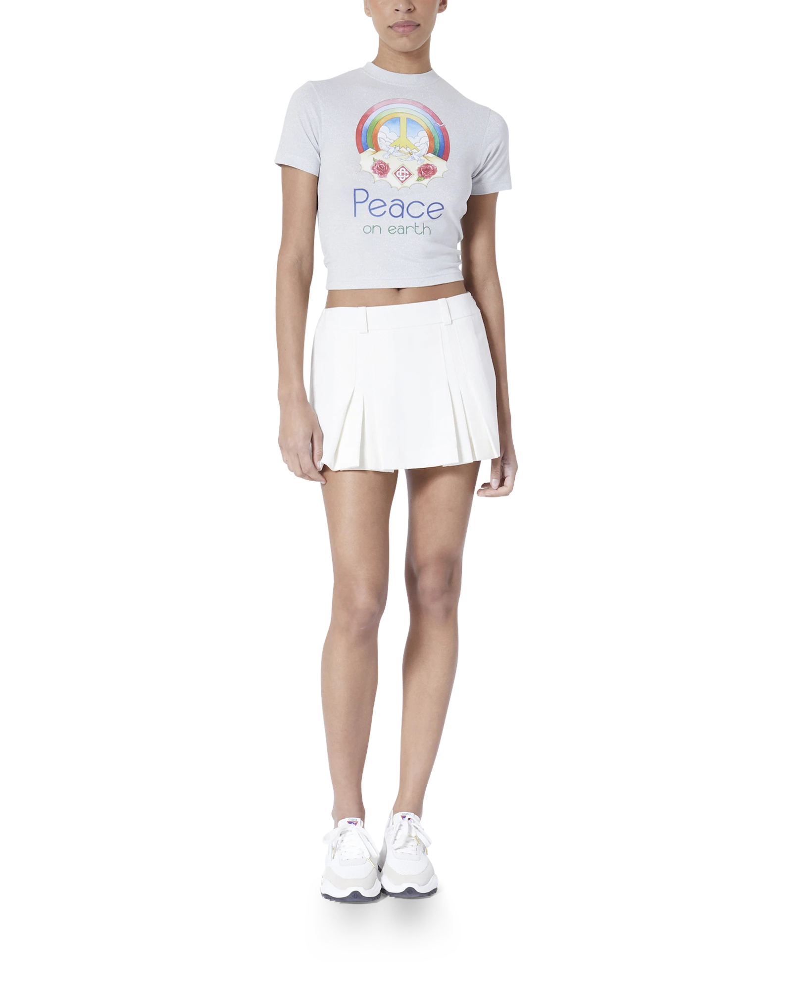 Peace On Earth Cropped Short Sleeve T-Shirt - 图片 2