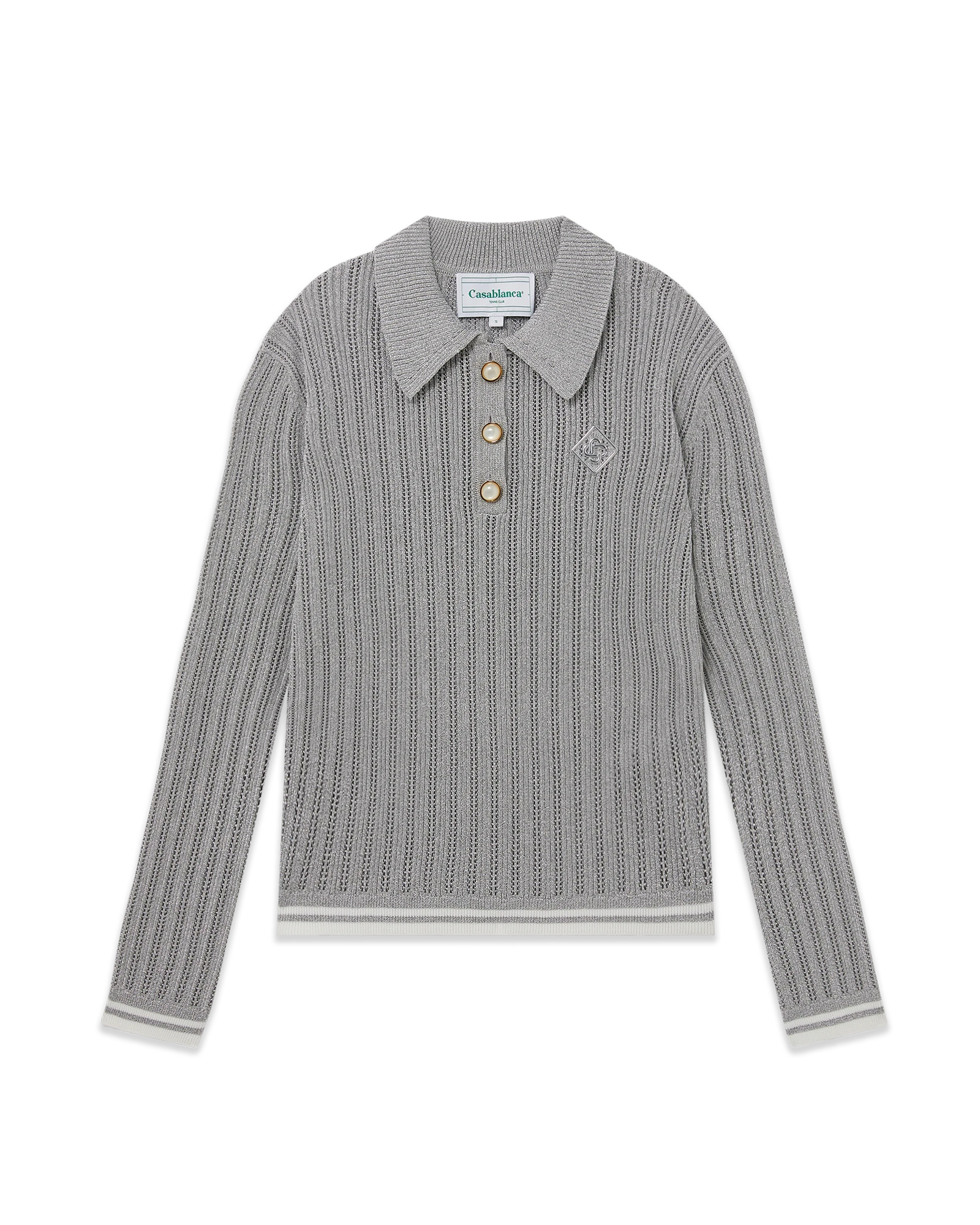 Silver Long Sleeve Polo Shirt