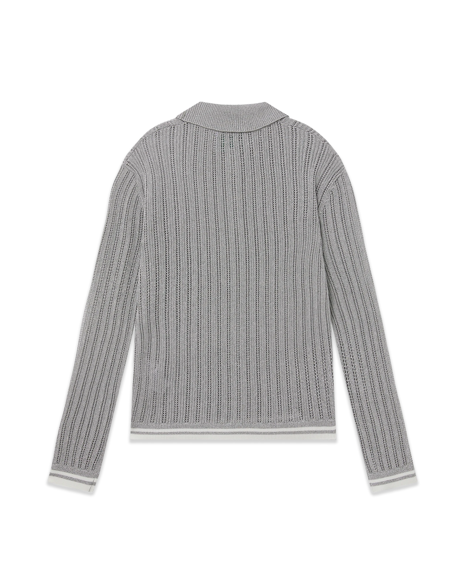 Silver Long Sleeve Polo Shirt - 图片 6