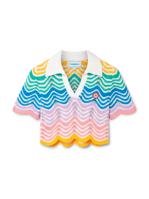 Gradient Wave Crochet Top