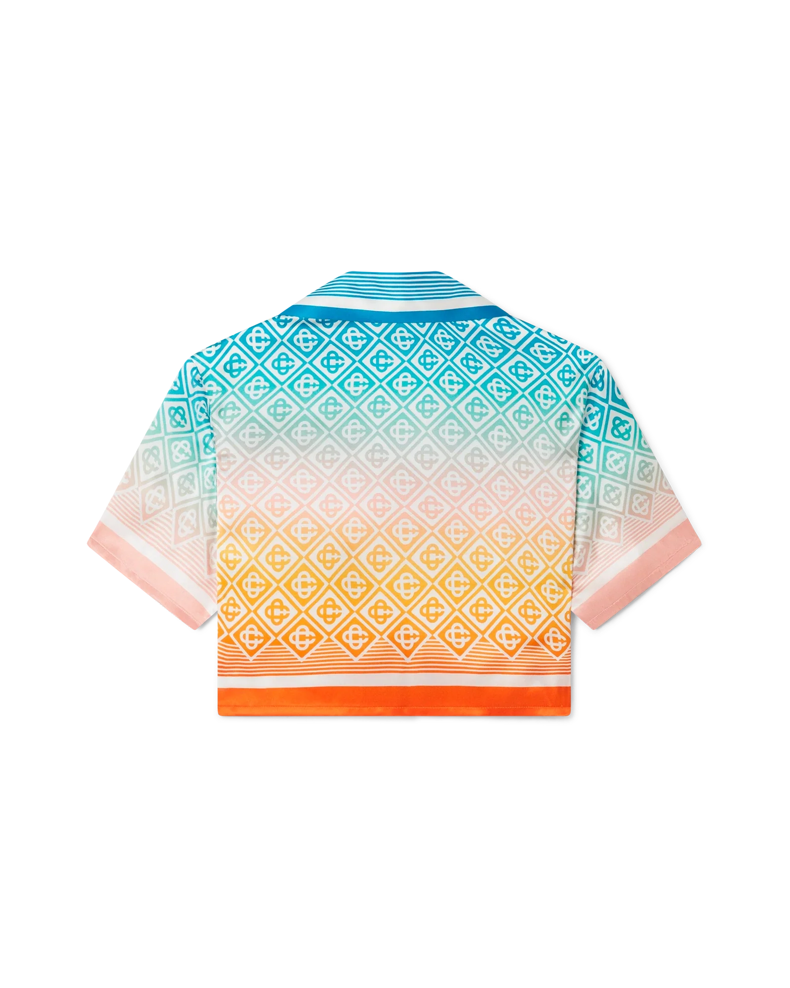 Gradient Monogram Cropped Short Sleeve Silk Shirt - 图片 2