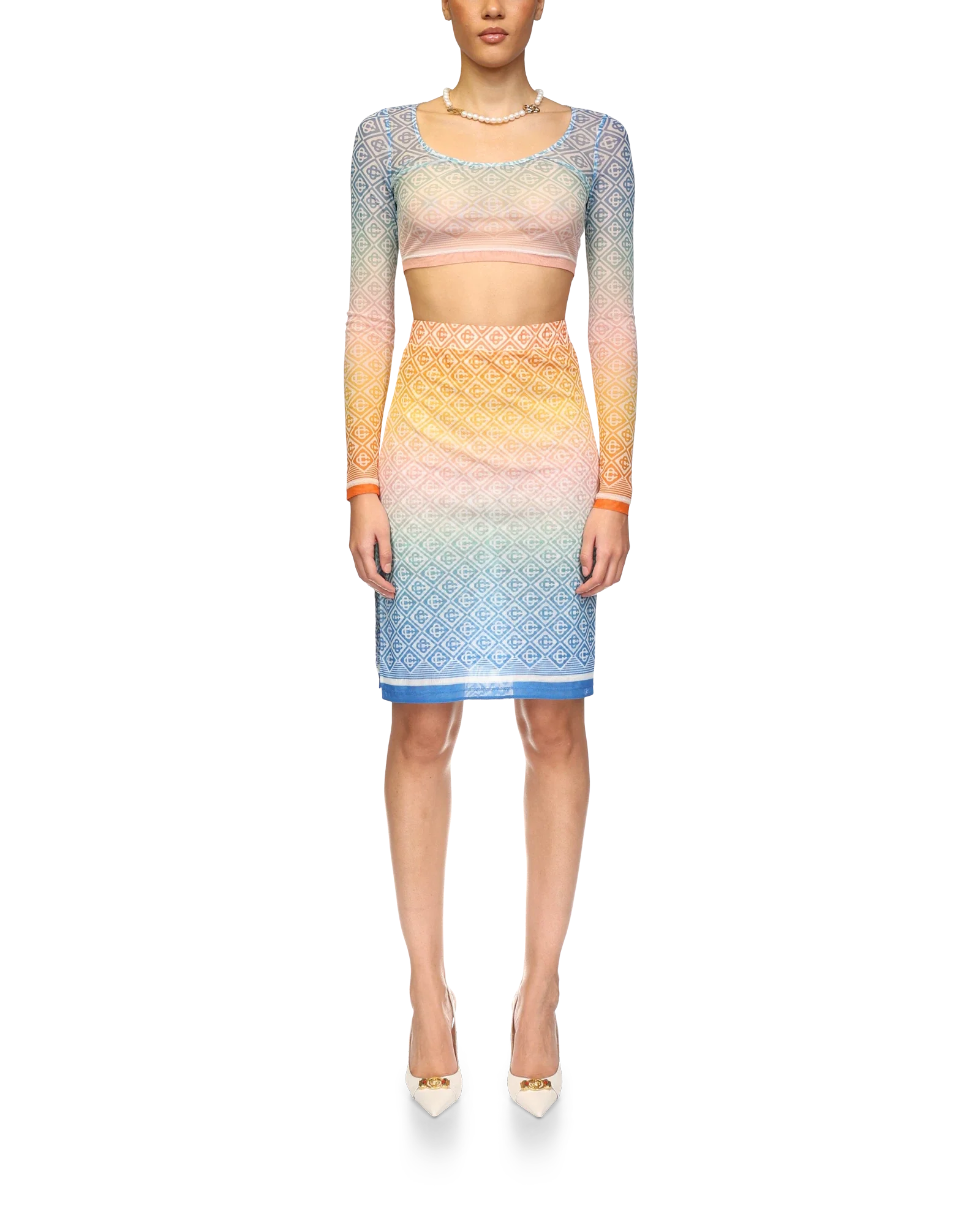 Gradient Monogram Mesh Skirt - 图片 2