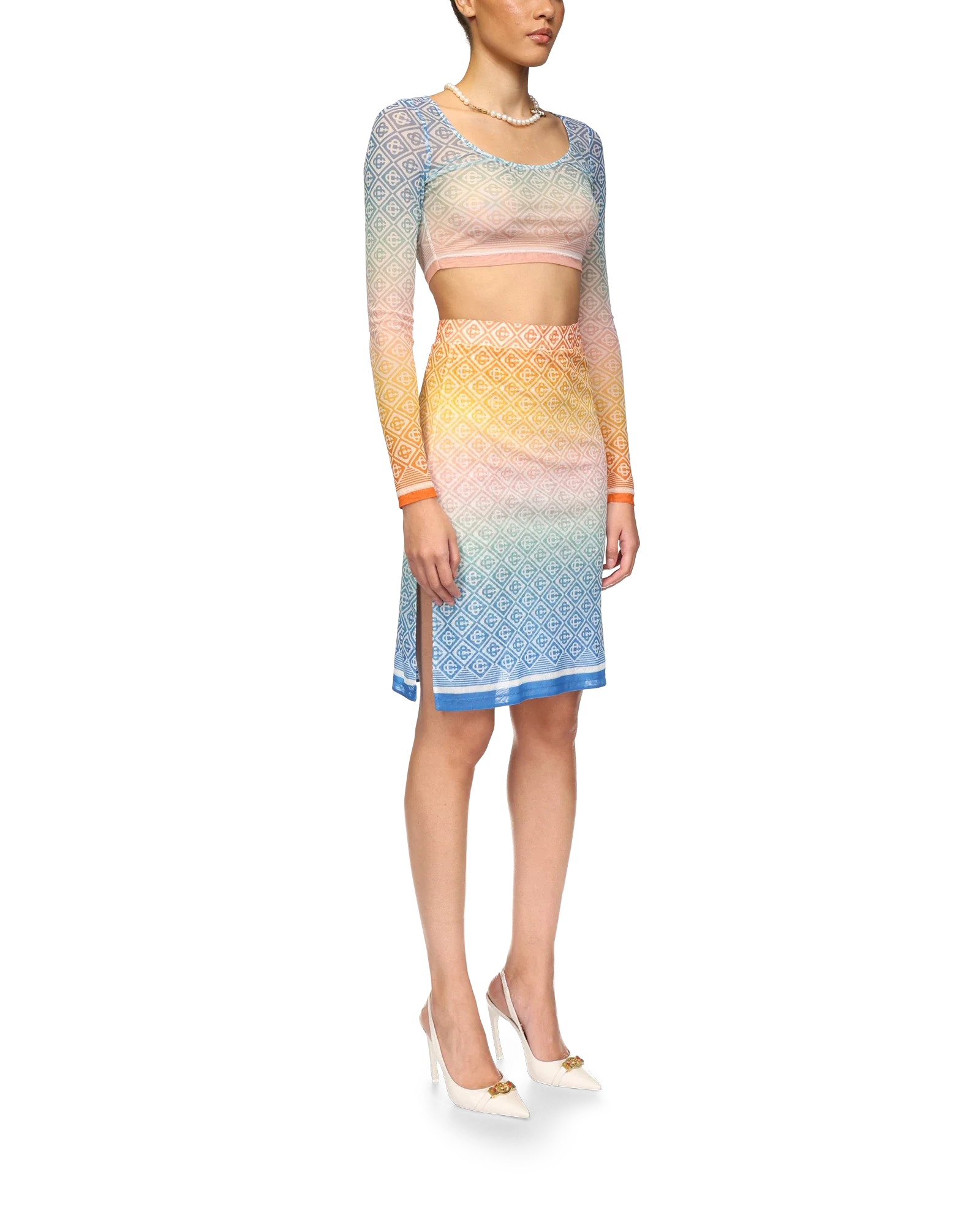 Gradient Monogram Mesh Skirt - 图片 5