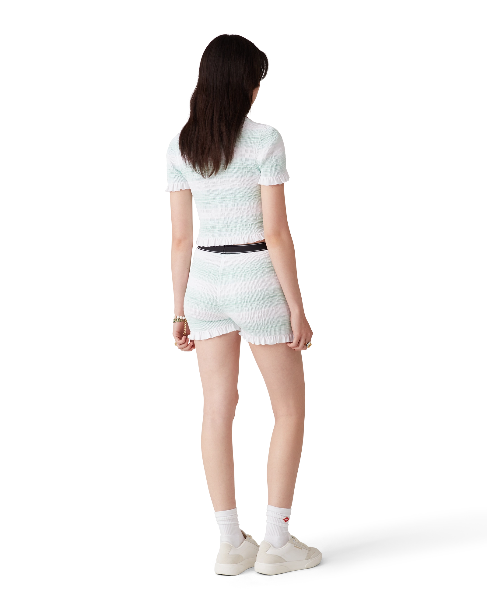 Stripe Shirred Polo Shirt - 图片 3