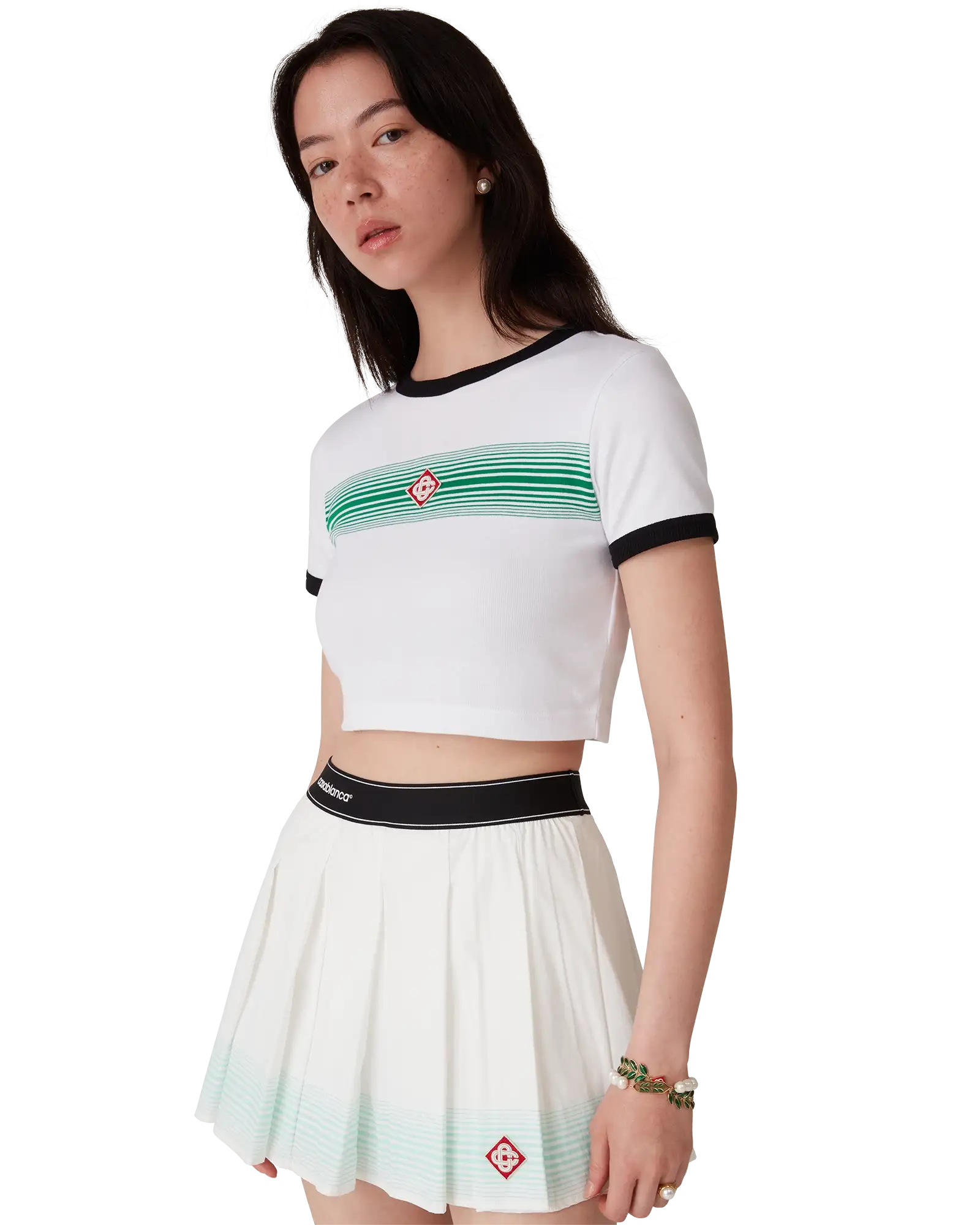 Gradient Stripe Ringer Short Sleeve T-Shirt - 图片 5