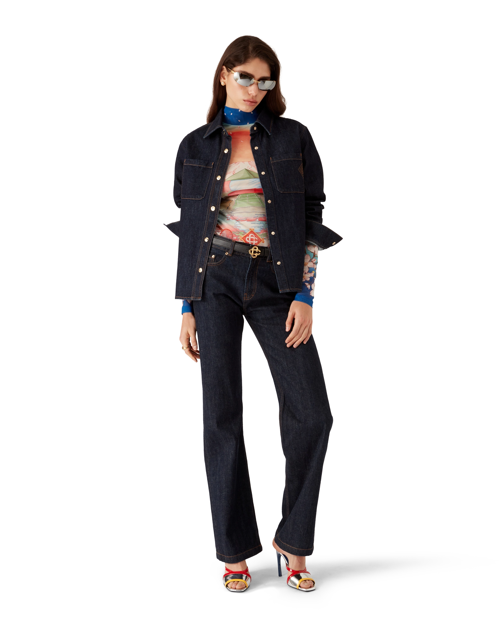 Denim Shirt with Logo Embroidery - 图片 2