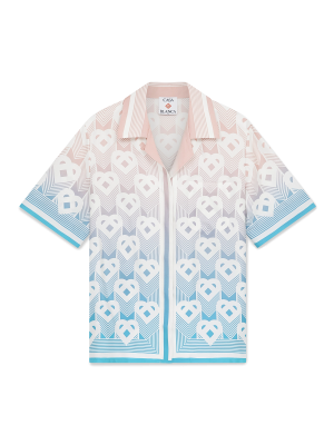 Gradient Heart Monogram Silk Short Sleeve Shirt