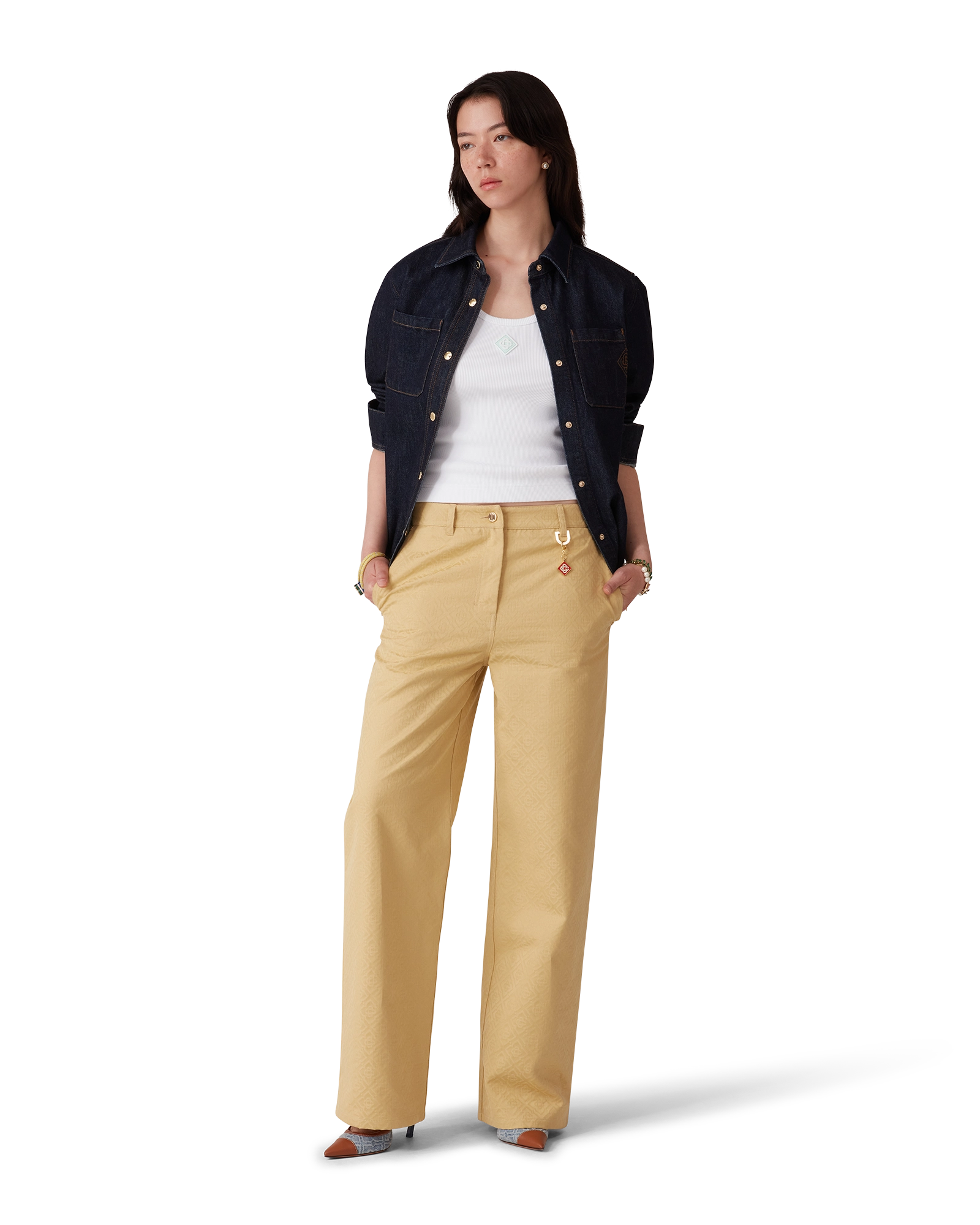 Cotton Monogram Jacquard Trousers - 图片 2