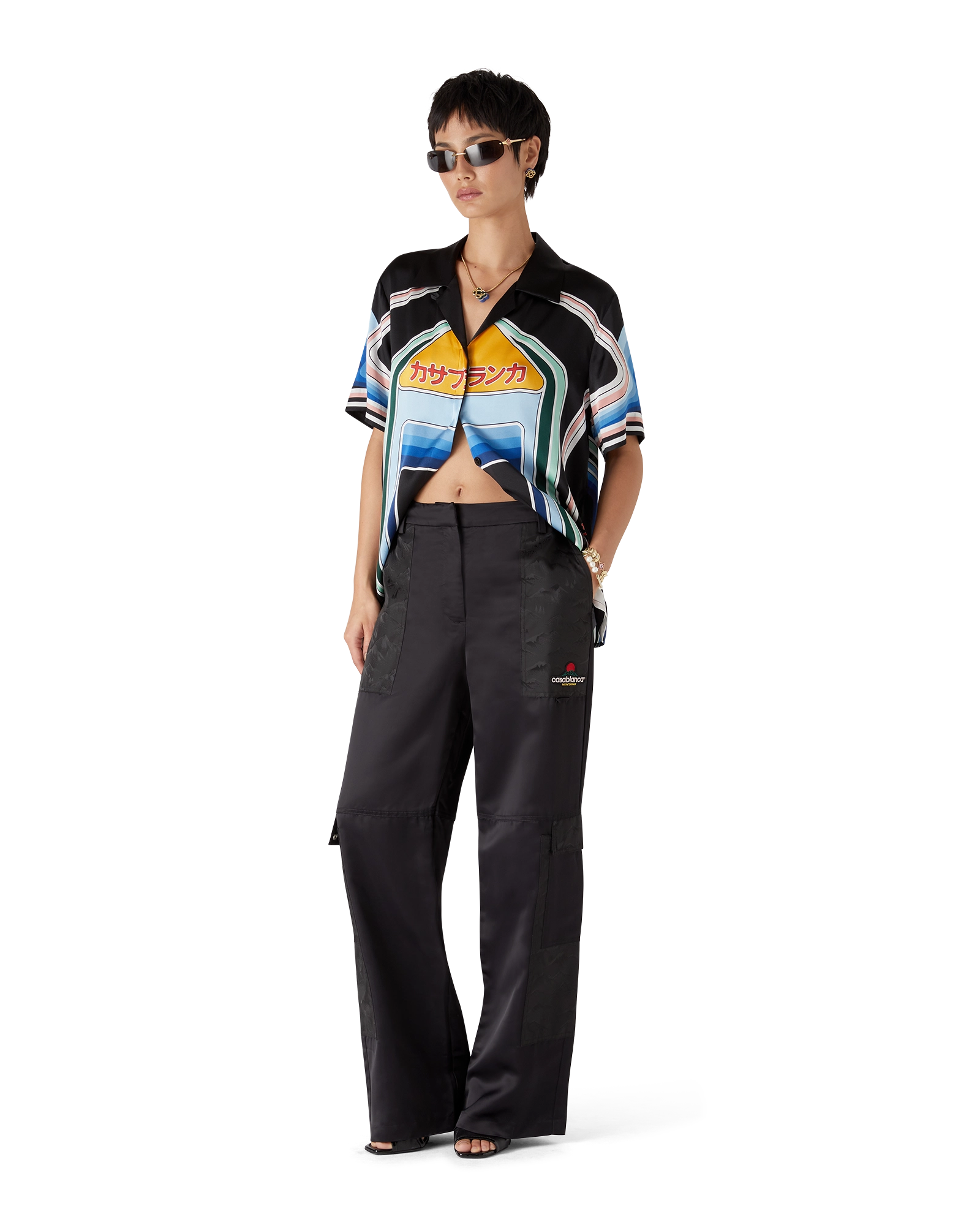 Nylon And Satin Mountain Camo Cargo Trousers - 图片 3