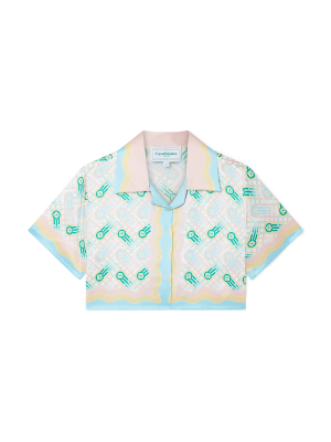 Ping Pong Cropped Short Sleeve Silk Shirt