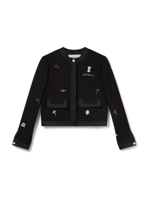 Embroidered Motif Wool Tailored Jacket