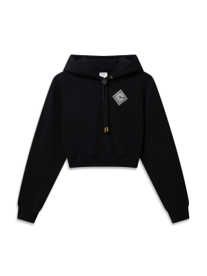 Pearl Diamond Cropped Hooded Sweatshirt