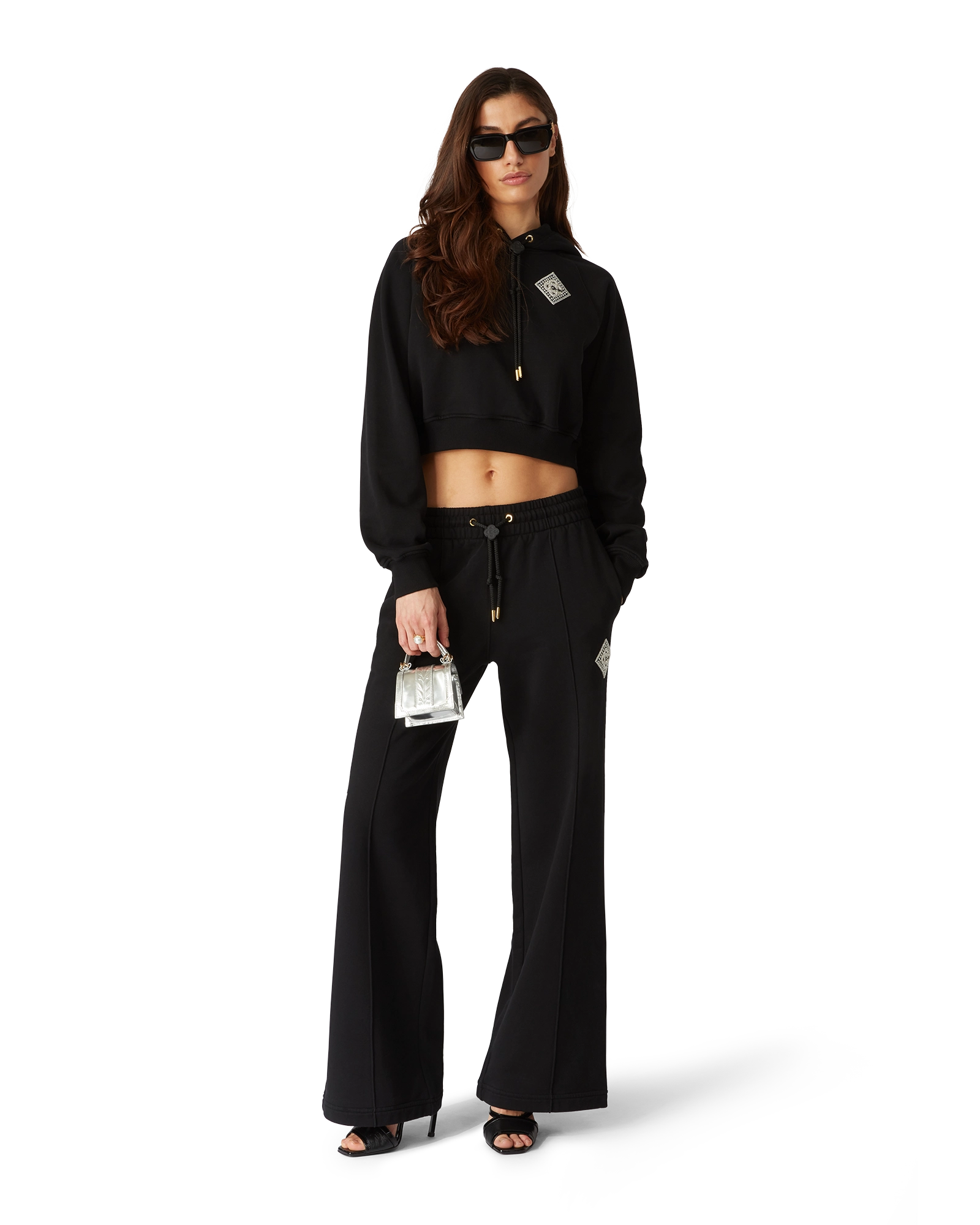 Pearl Diamond Cropped Hooded Sweatshirt - 图片 2