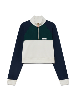 Colourblock Quarter Zip Cropped Sweatshirt