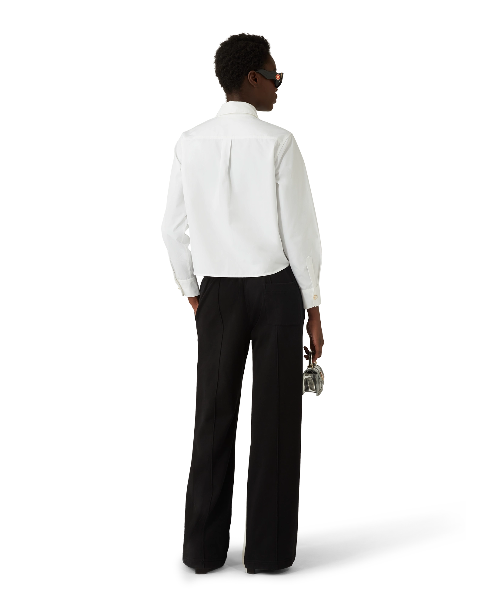 Pearl Diamond Patch Long Sleeve Cotton Shirt - 图片 3