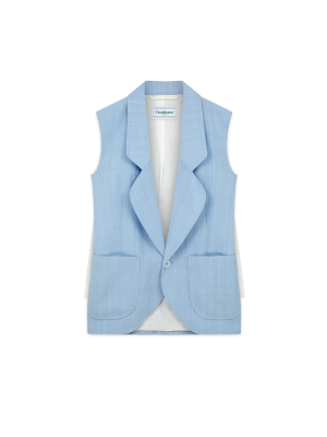 Sleeveless Single Breasted Tailored Blazer